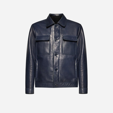 JACKE AUS NAPPA-PLONGÈ-LEDER – BLAU