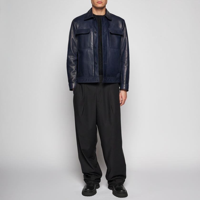 JACKE AUS NAPPA-PLONGÈ-LEDER – BLAU