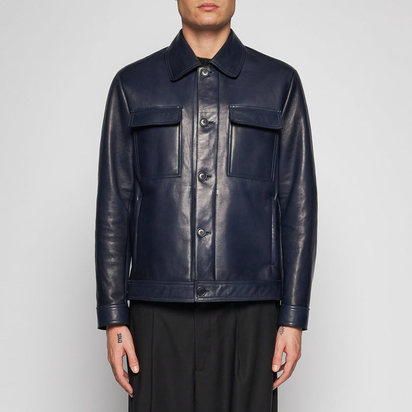 JACKE AUS NAPPA-PLONGÈ-LEDER – BLAU