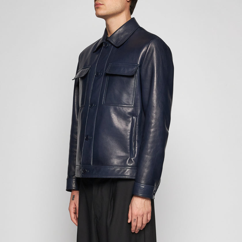 JACKE AUS NAPPA-PLONGÈ-LEDER – BLAU