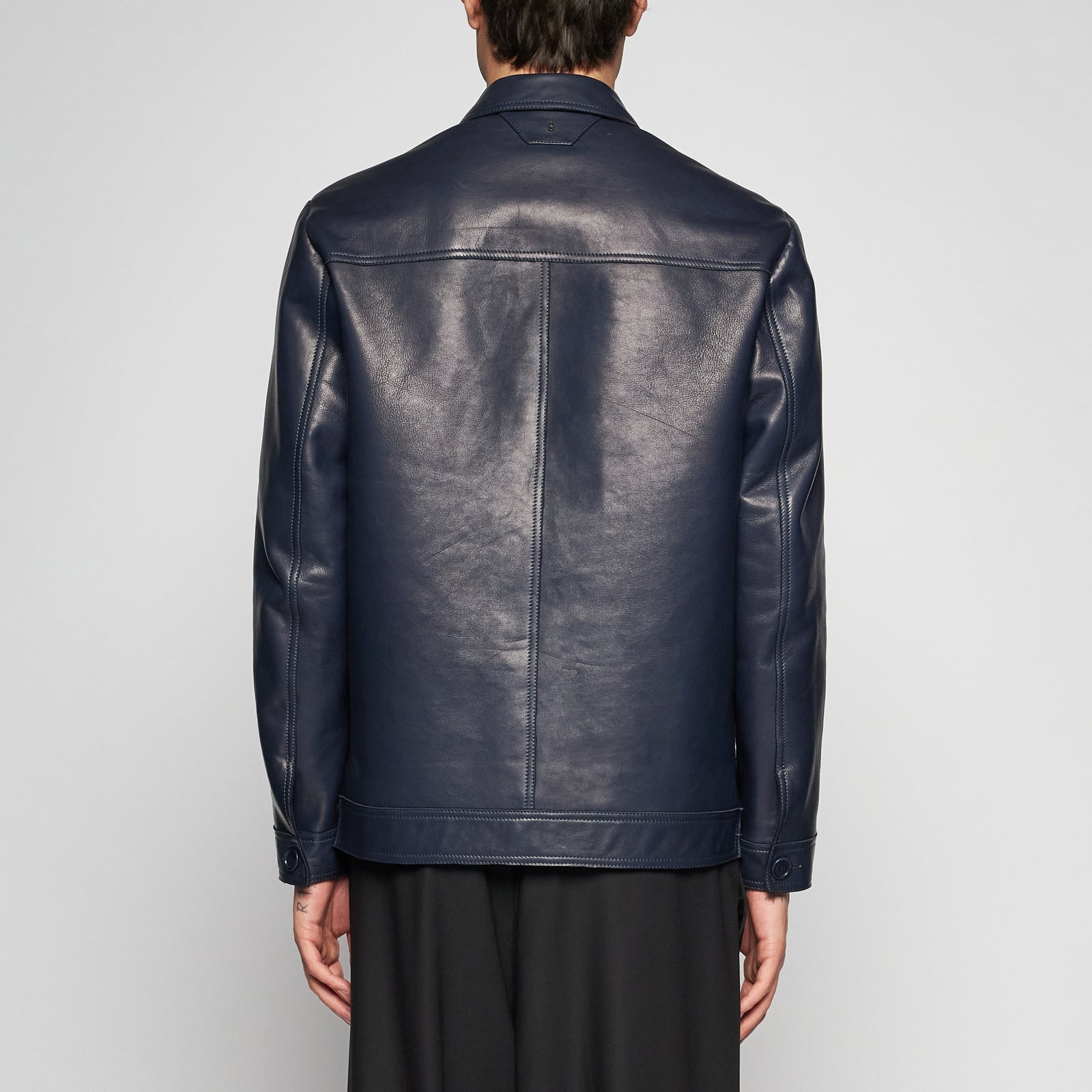 GIACCA IN PELLE NAPPA PLONGÈ - BLUE