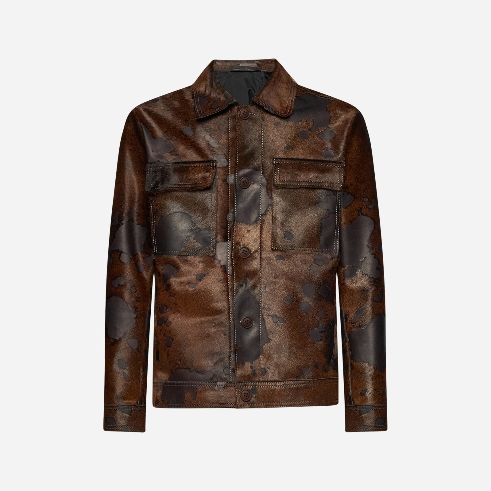 GIACCA IN PELLE EFFETTO CAVALLINO – BROWN