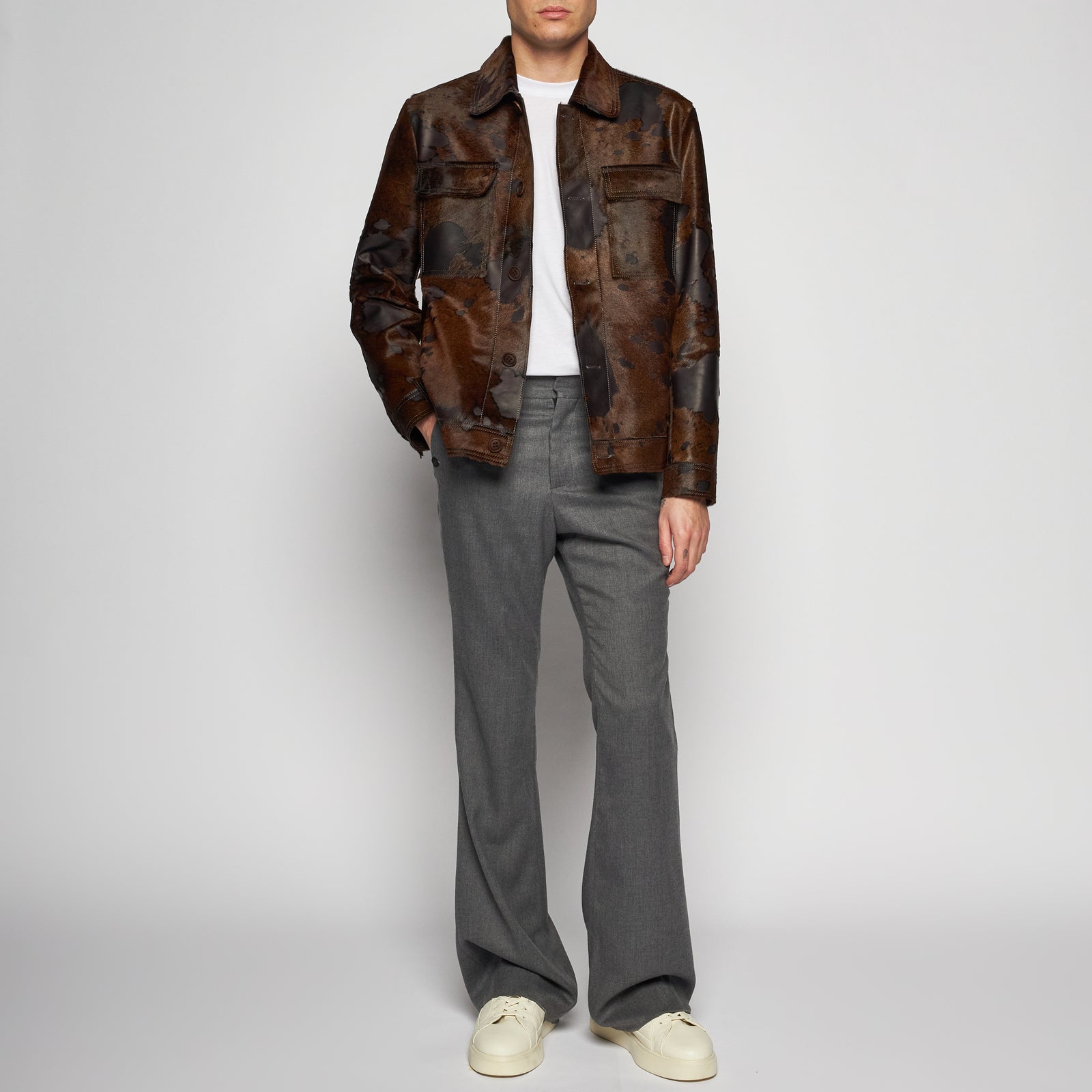 GIACCA IN PELLE EFFETTO CAVALLINO – BROWN