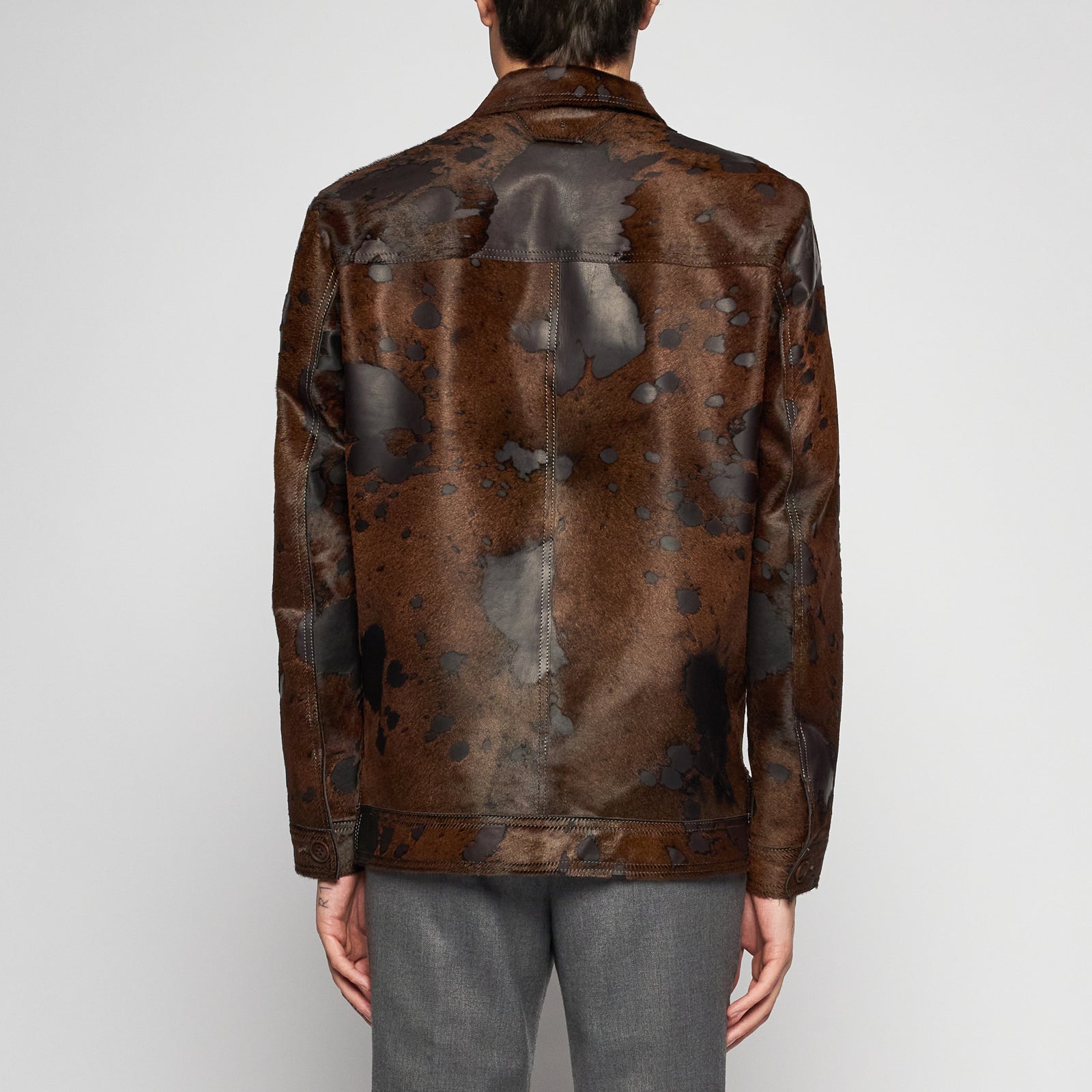 GIACCA IN PELLE EFFETTO CAVALLINO – BROWN