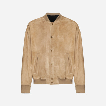 GIACCA BOMBER OVER IN PELLE SCAMOSCIATA - SAND