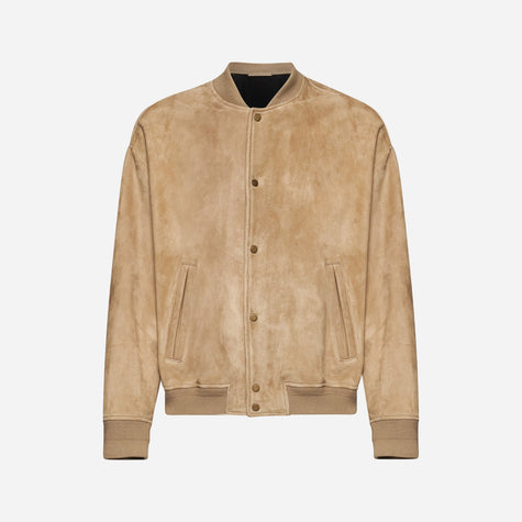 GIACCA BOMBER OVER IN PELLE SCAMOSCIATA - SAND