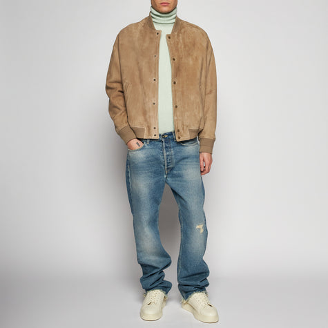 GIACCA BOMBER OVER IN PELLE SCAMOSCIATA - SAND