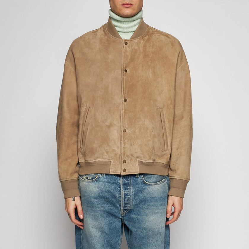 OVERSIZED-BOMBERJACKE AUS WILDLEDER – SAND