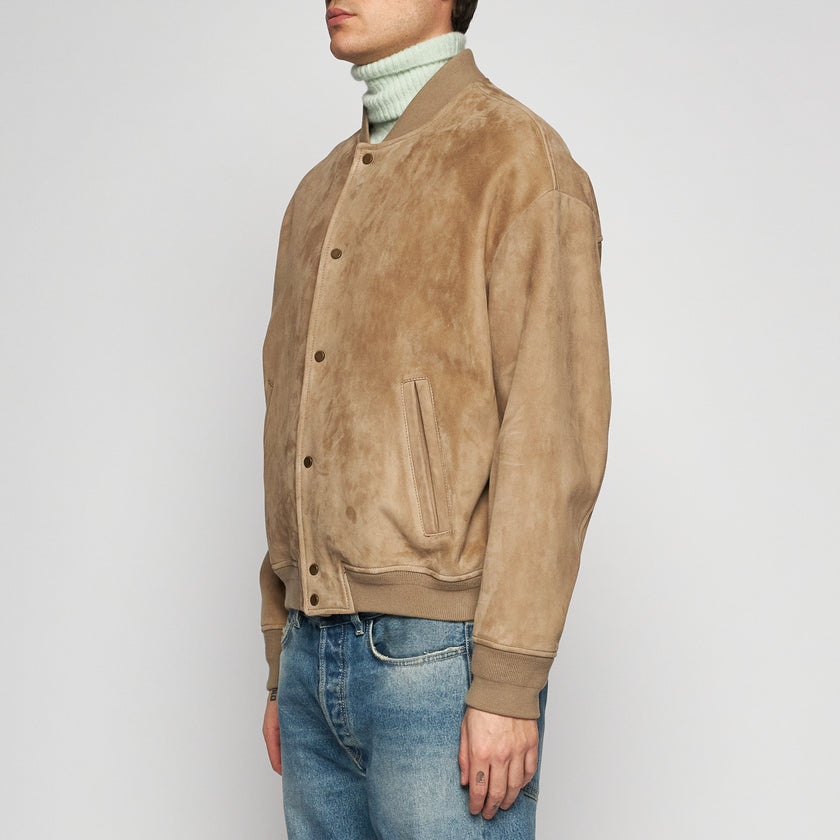 OVERSIZED-BOMBERJACKE AUS WILDLEDER – SAND