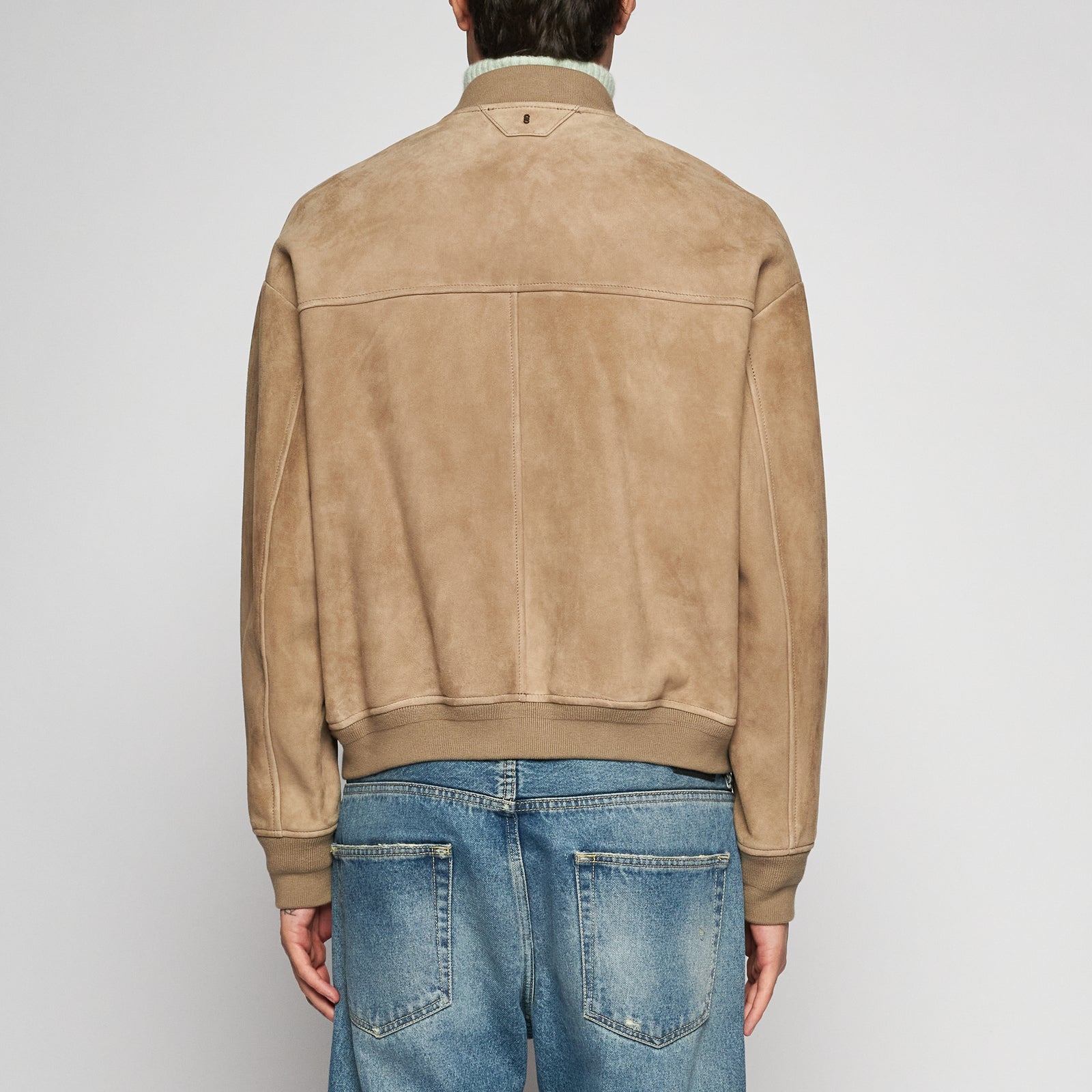 GIACCA BOMBER OVER IN PELLE SCAMOSCIATA - SAND