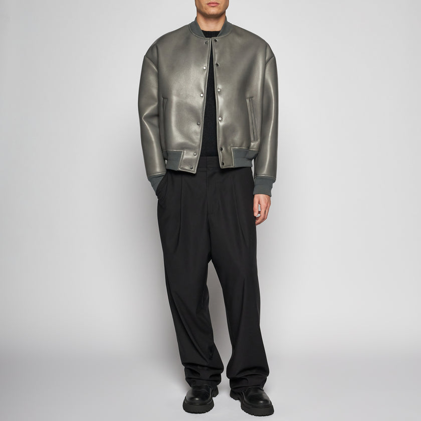 OVERSIZED-BOMBERJACKE AUS NAPPA-PLONGÈ – GRAU