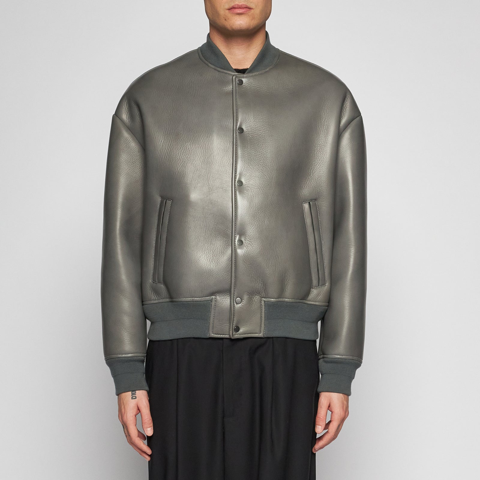 GIACCA BOMBER OVER IN NAPPA PLONGÈ - GREY