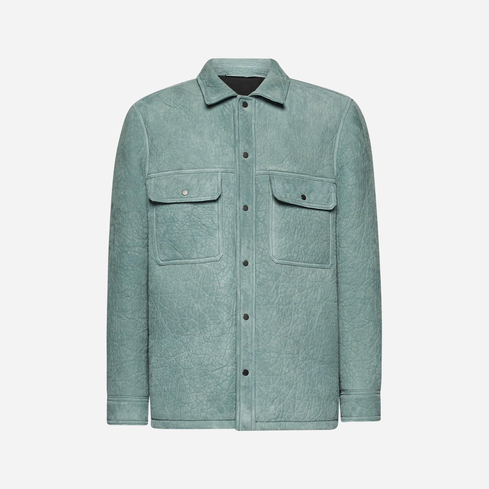 HAMMERED SUEDE SHIRT JACKET - WATER