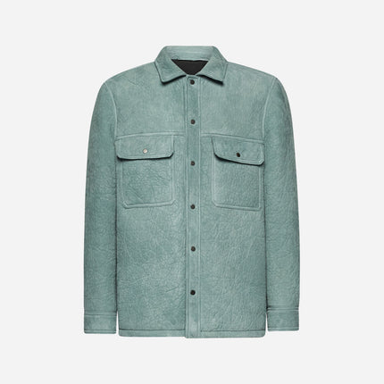 HAMMERED SUEDE SHIRT JACKET - WATER