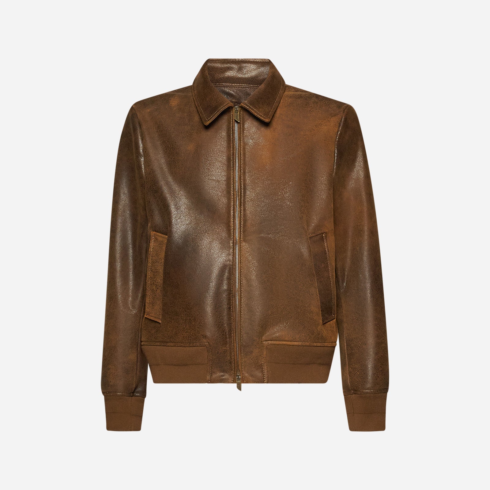 GIACCA BOMBER IN PELLE INVECCHIATA – COOKIE