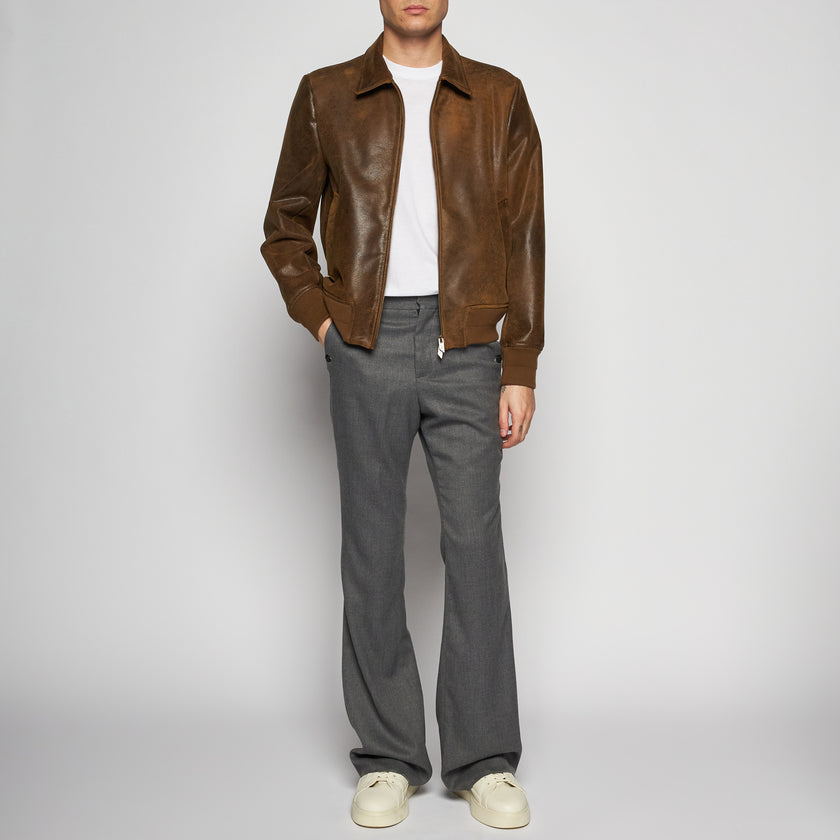 GIACCA BOMBER IN PELLE INVECCHIATA – COOKIE