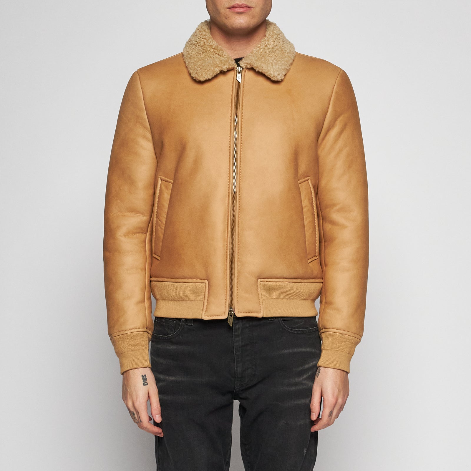 GIACCA BOMBER IN SHEARLING - NUDE