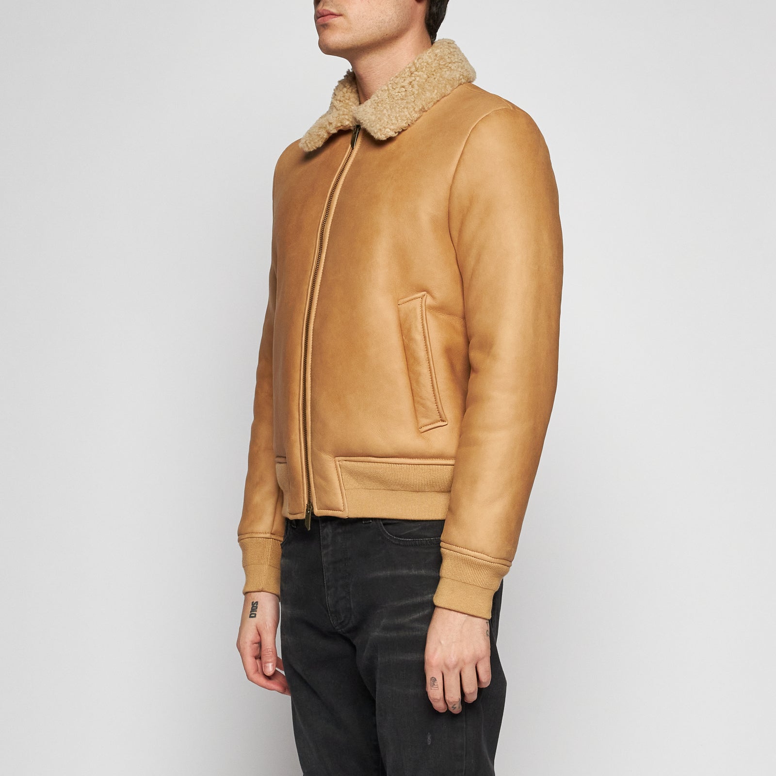 GIACCA BOMBER IN SHEARLING - NUDE