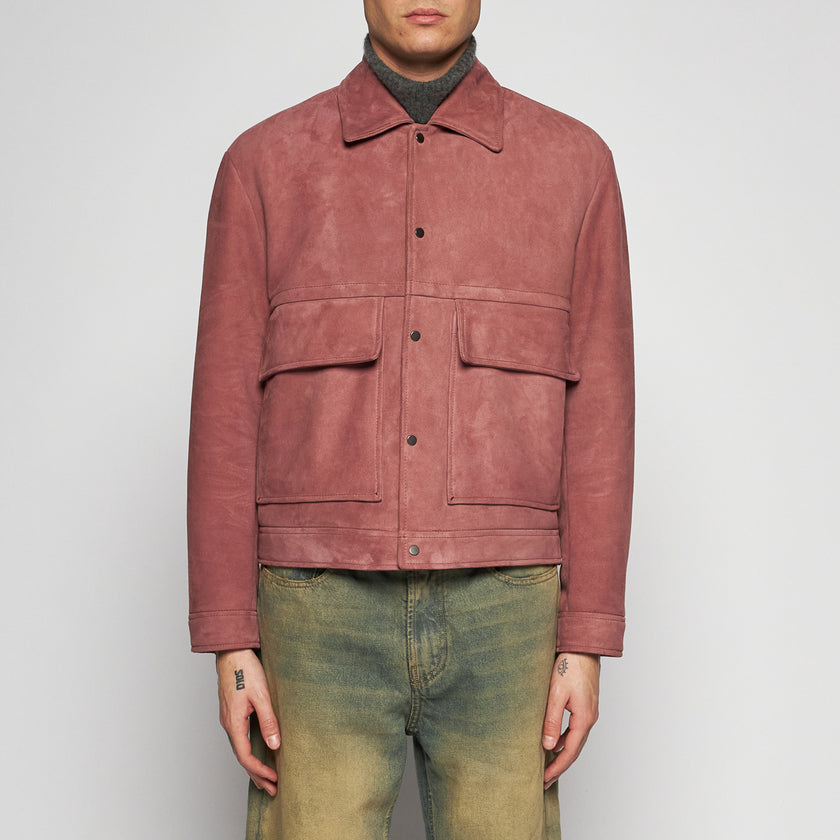 GIACCA BOMBER IN PELLE SCAMOSCIATA - ROSE