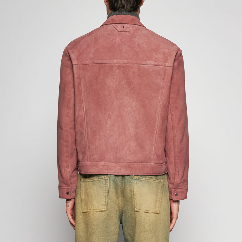 GIACCA BOMBER IN PELLE SCAMOSCIATA - ROSE