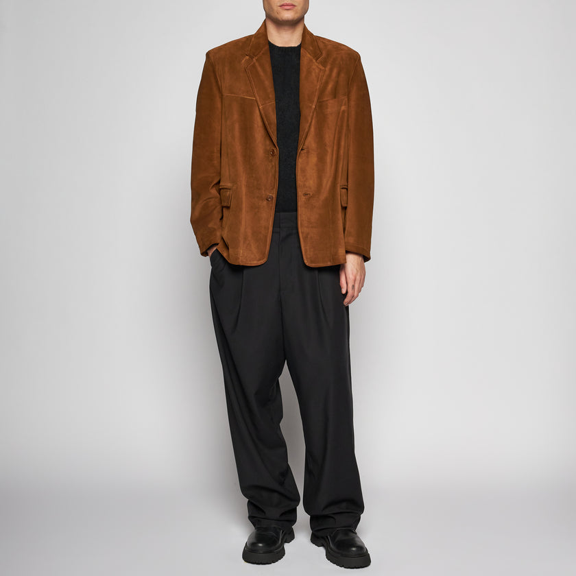 Blazer aus gealtertem Wildleder – Tabak