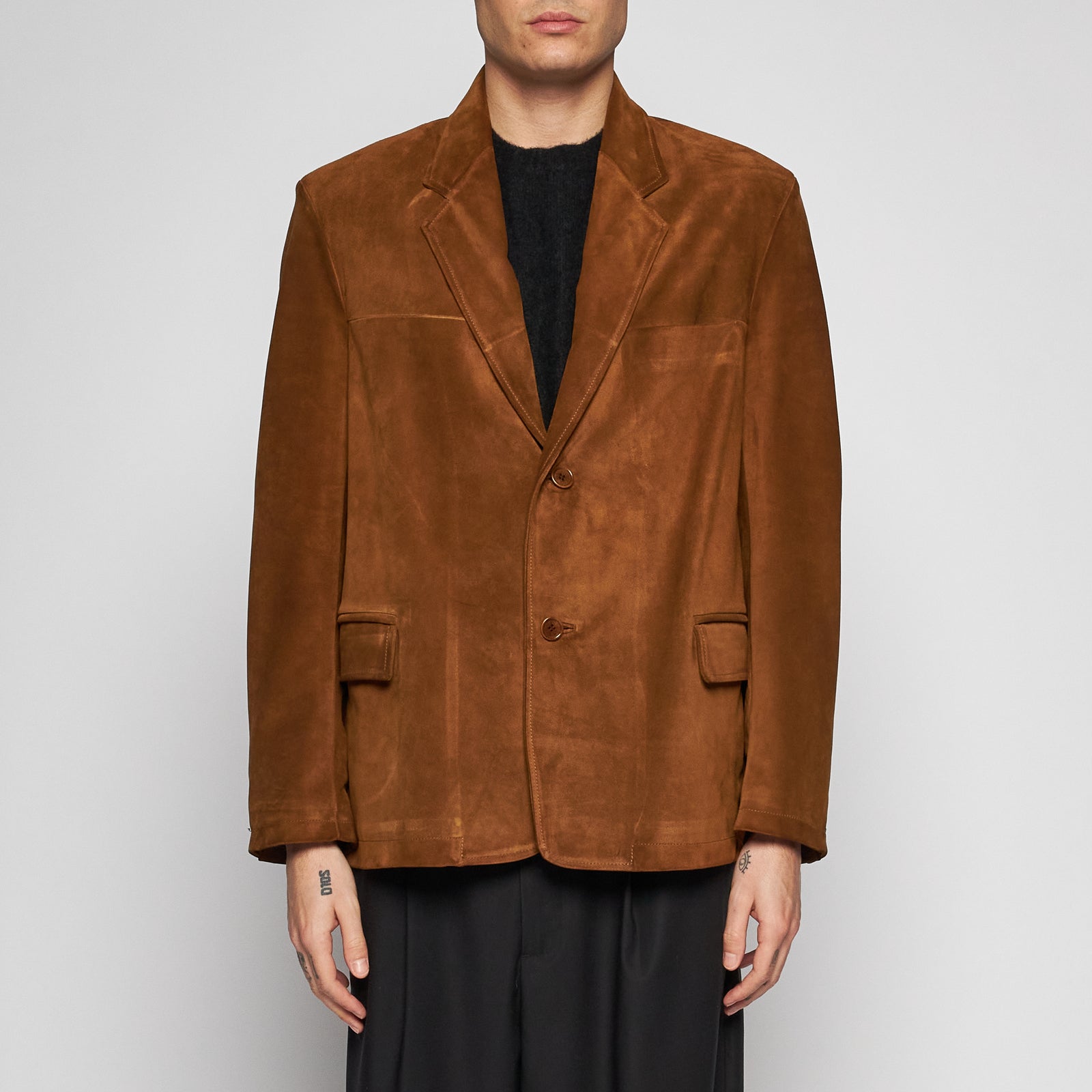 BLAZER IN PELLE SCAMOSCIATA INVECCHIATA – TOBACCO