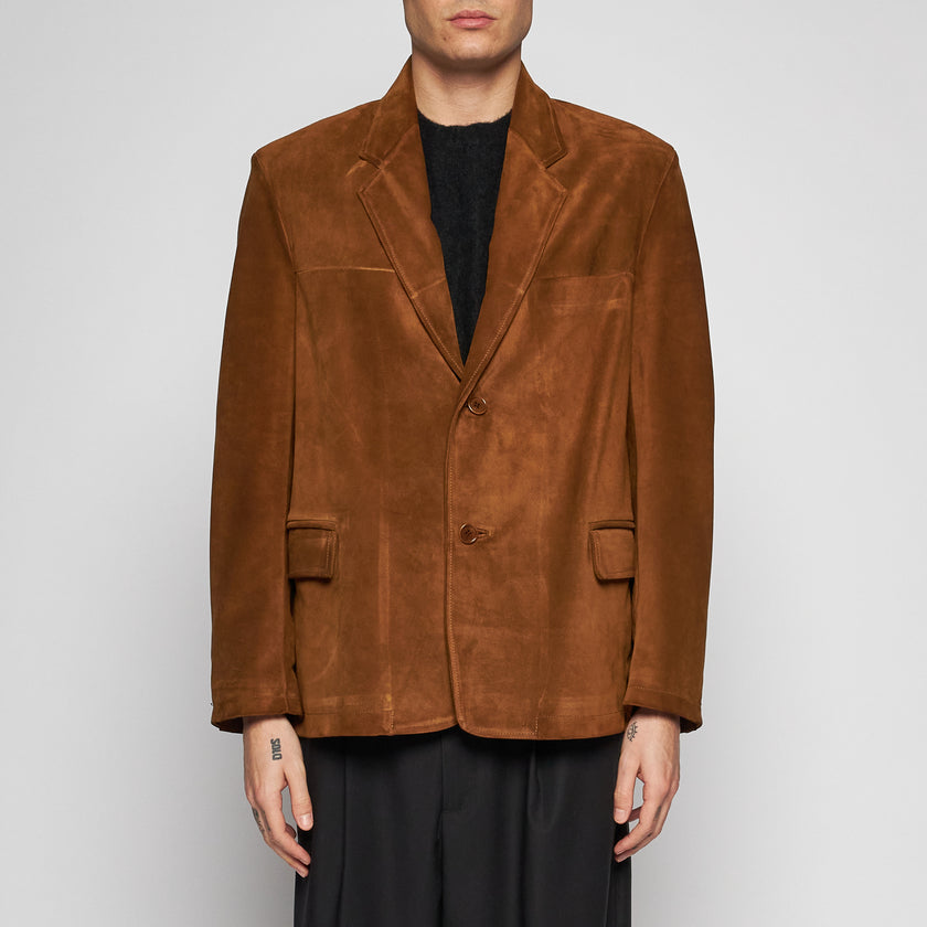 Blazer aus gealtertem Wildleder – Tabak