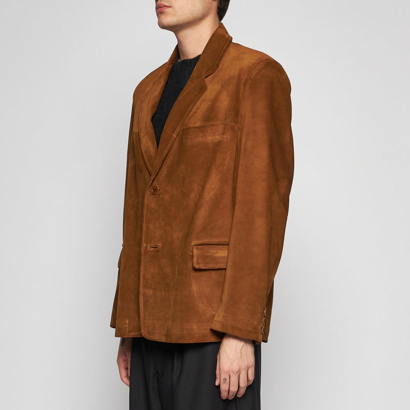 Blazer aus gealtertem Wildleder – Tabak