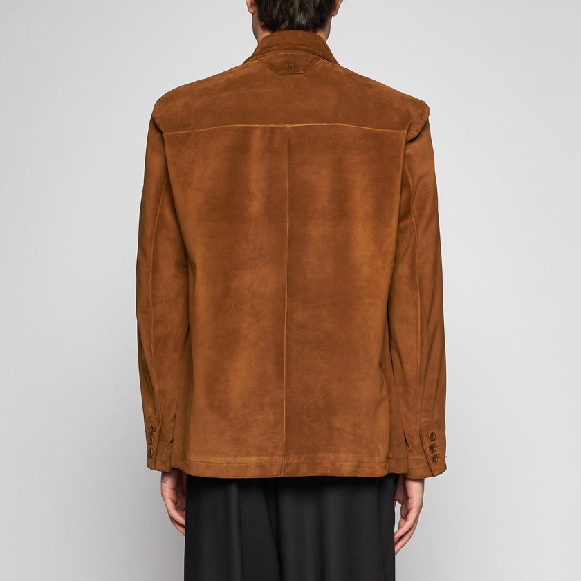 Blazer aus gealtertem Wildleder – Tabak