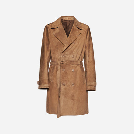 TRENCH IN PELLE SCAMOSCIATA - TAUPE