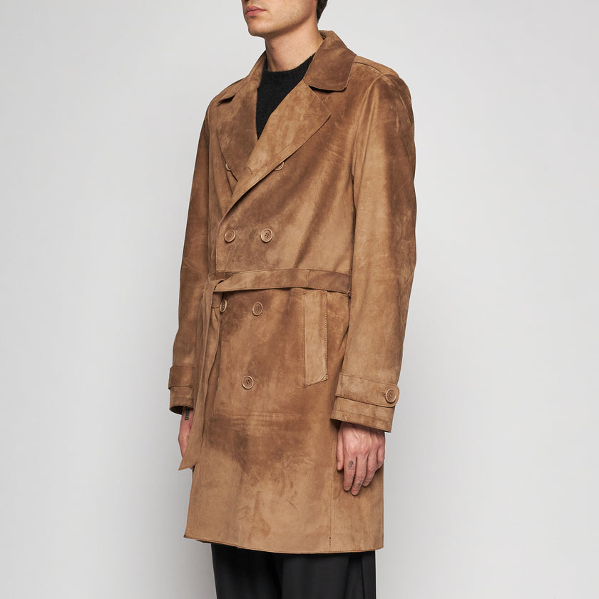 WILDLEDER-TRENCHCOAT – TAUPE