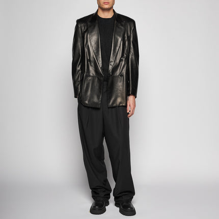 NAPPA PLONGÈ LEATHER BLAZER JACKET - BLACK