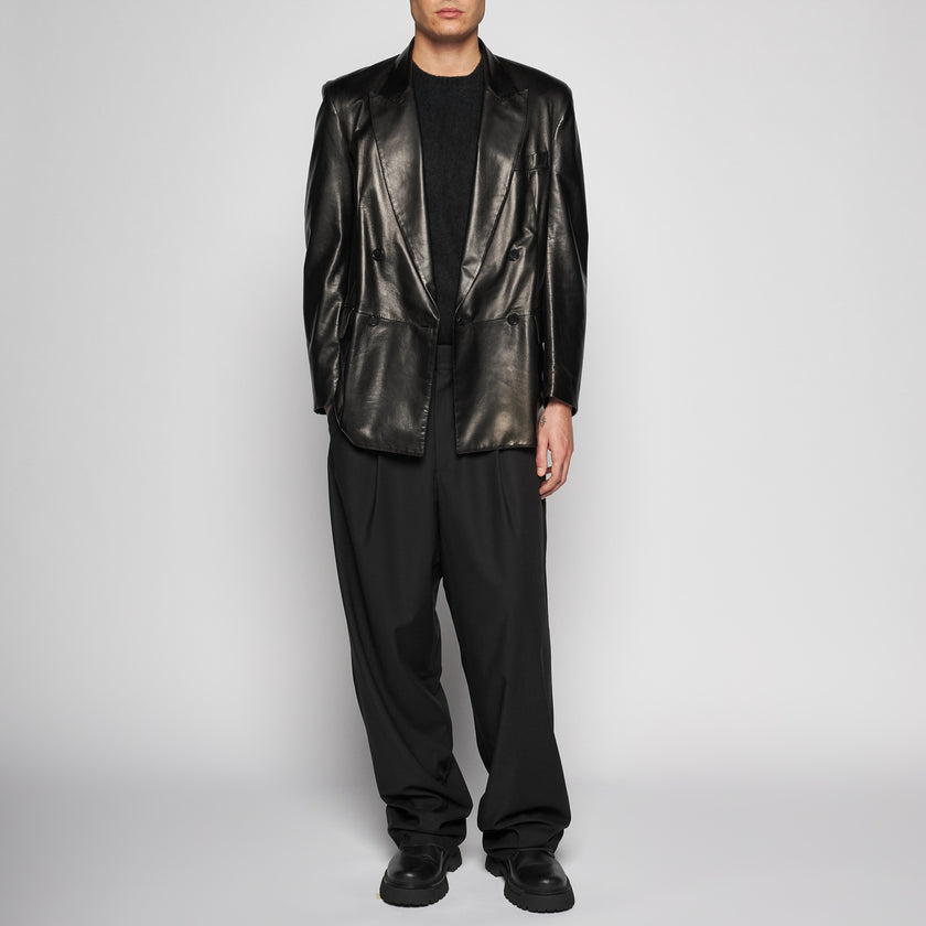 BLAZERJACKE AUS NAPPA-PLONGÈ-LEDER – SCHWARZ