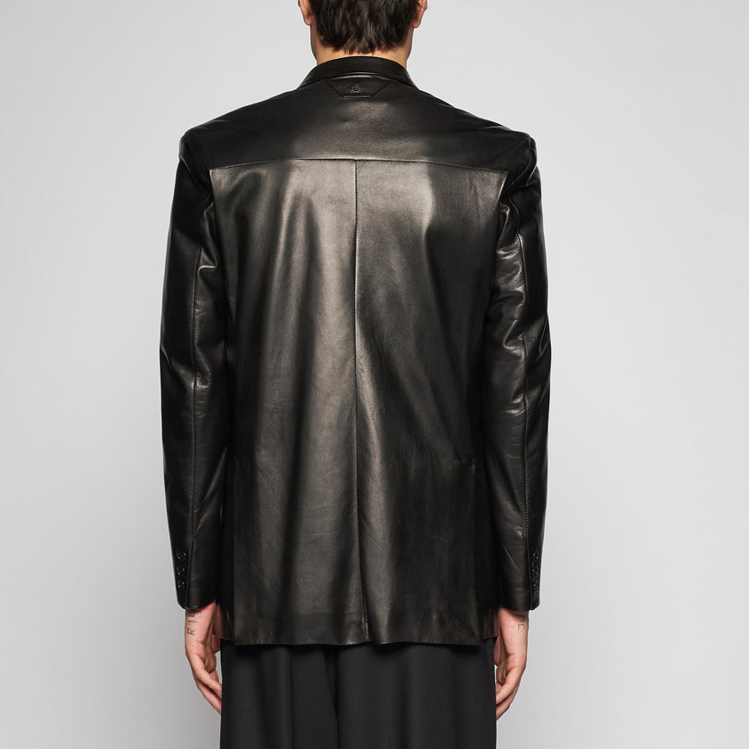 BLAZERJACKE AUS NAPPA-PLONGÈ-LEDER – SCHWARZ