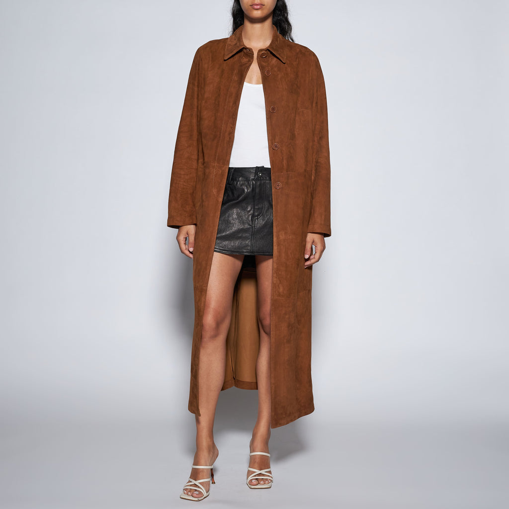 CAPPOTTO IN CAMOSCIO - TOBACCO