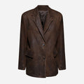 BLAZER OVER IN PELLE INVECCHIATA COFFEE