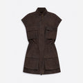 AGED SUEDE OVER-VEST - COFFEE