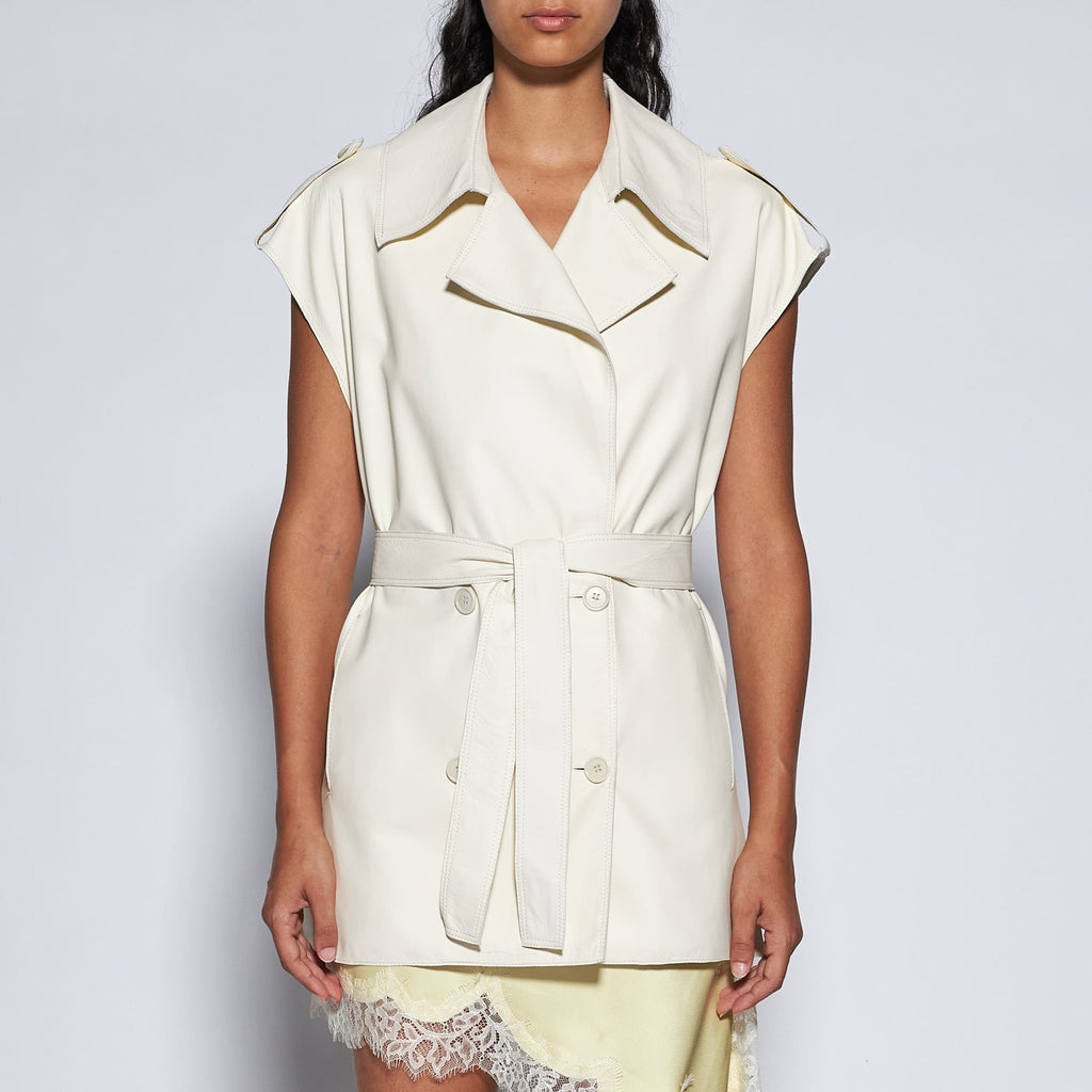 GIACCA SMANICATA IN NAPPA - IVORY