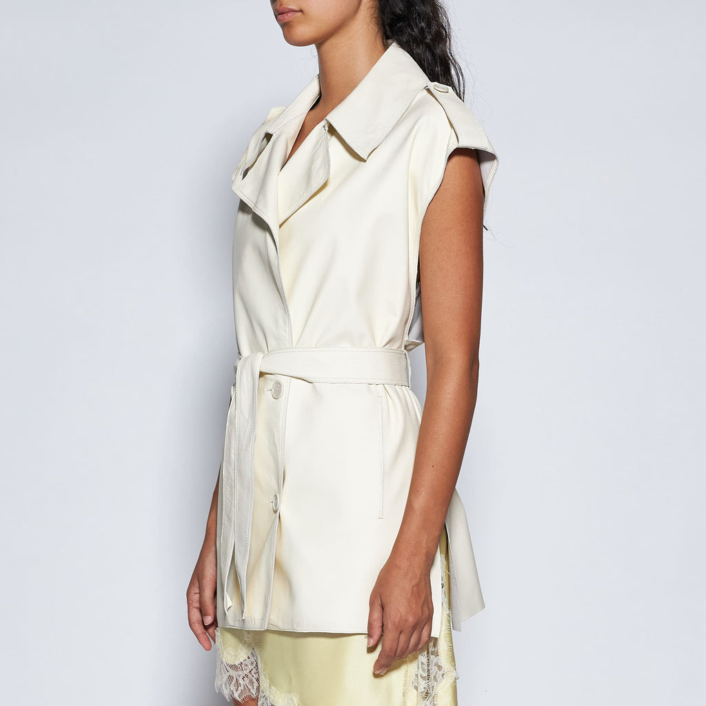 GIACCA SMANICATA IN NAPPA - IVORY