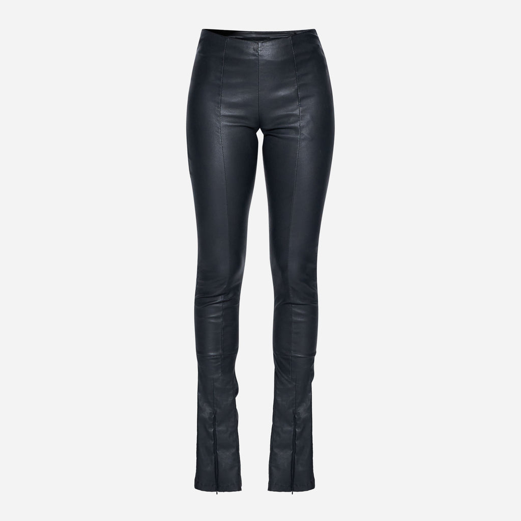 PANTALONI IN PELLE STRECH SKINNY - BLACK
