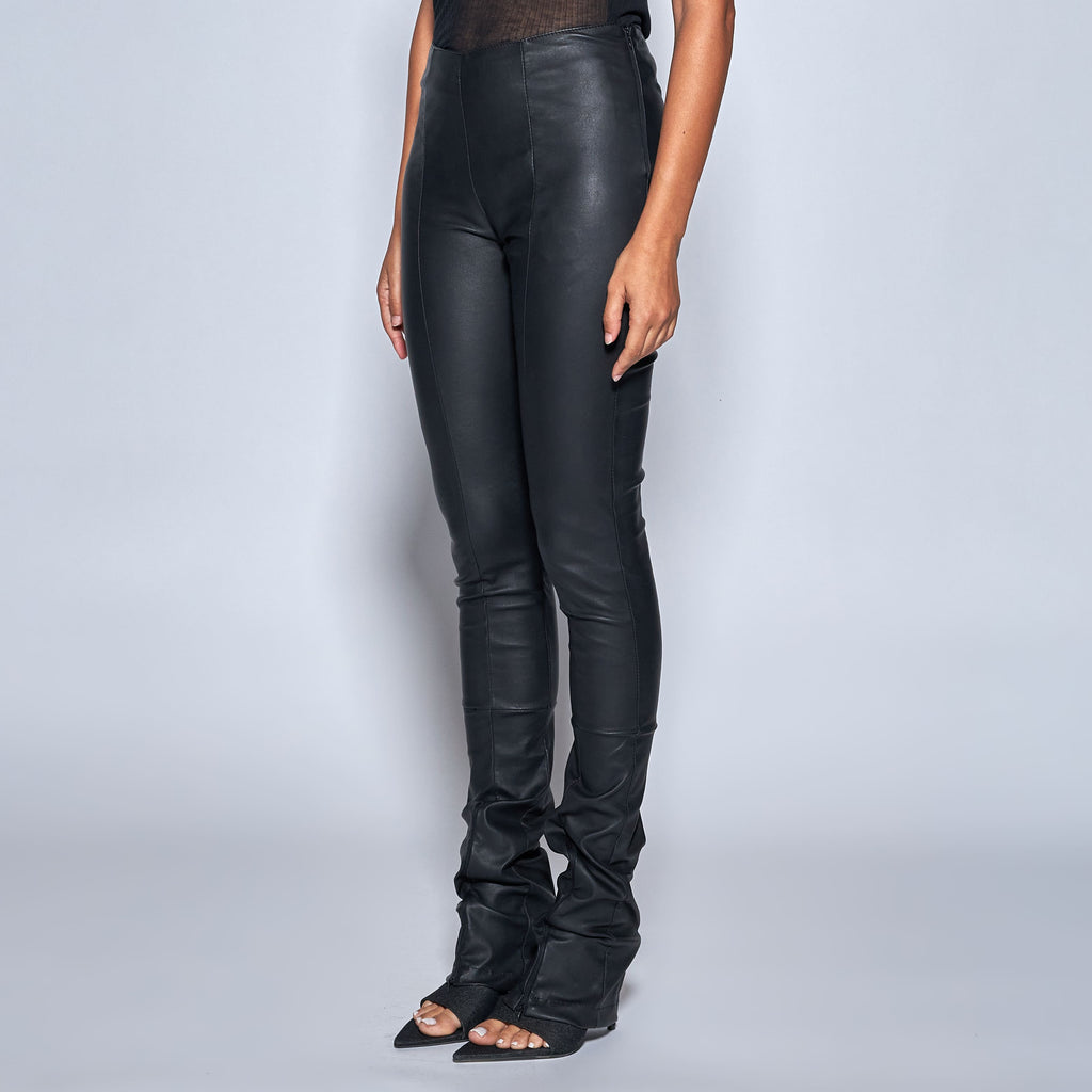 PANTALONI IN PELLE STRECH SKINNY - BLACK