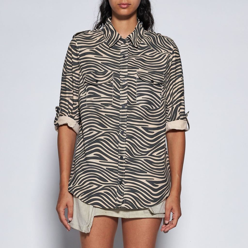 CAMICIA TEXAS IN CAMOSCIO ZEBRATO - IVORY