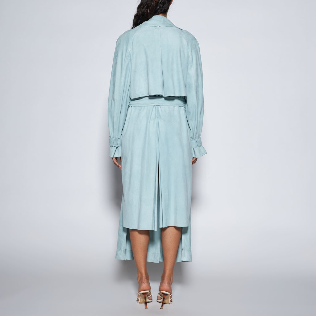 SUEDE TRENCH COAT - SKY