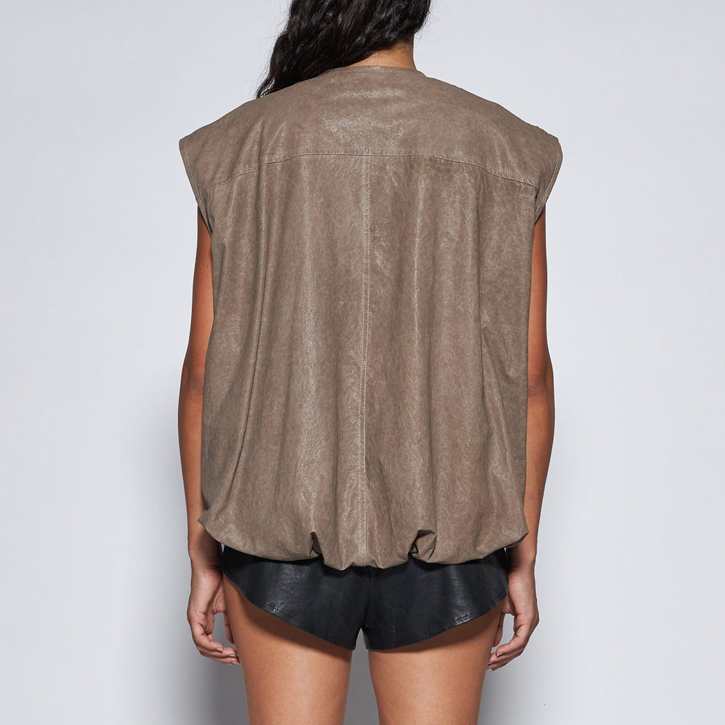 GILET IN PELLE CERATA - SAND