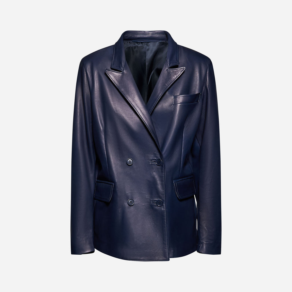 BLAZER IN NAPPA PLONGÈ - BLUE