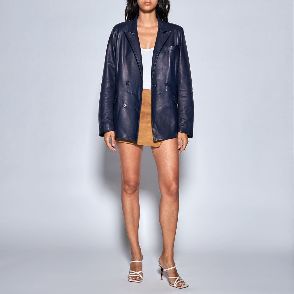 BLAZER IN NAPPA PLONGÈ - BLUE