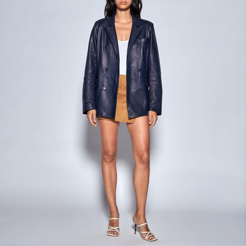 BLAZER IN NAPPA PLONGÈ - BLUE