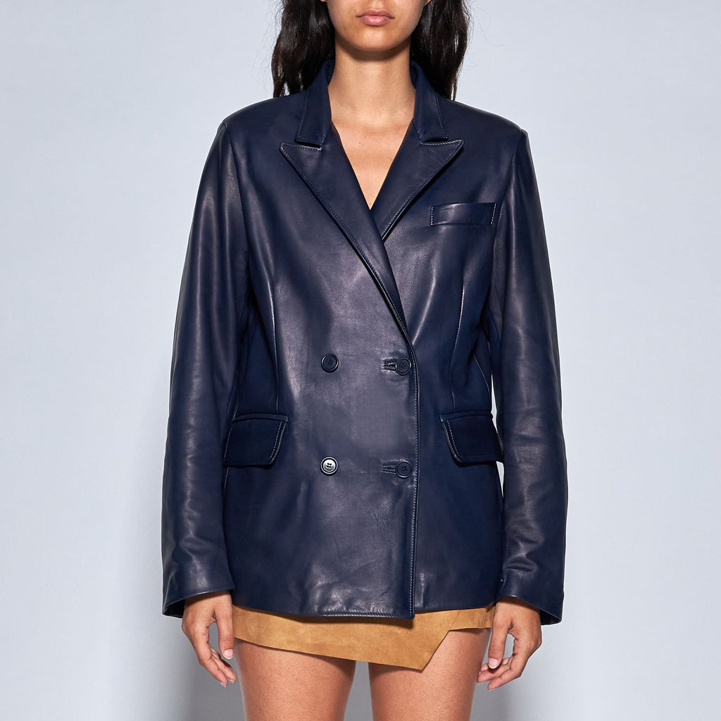 BLAZER IN NAPPA PLONGÈ - BLUE