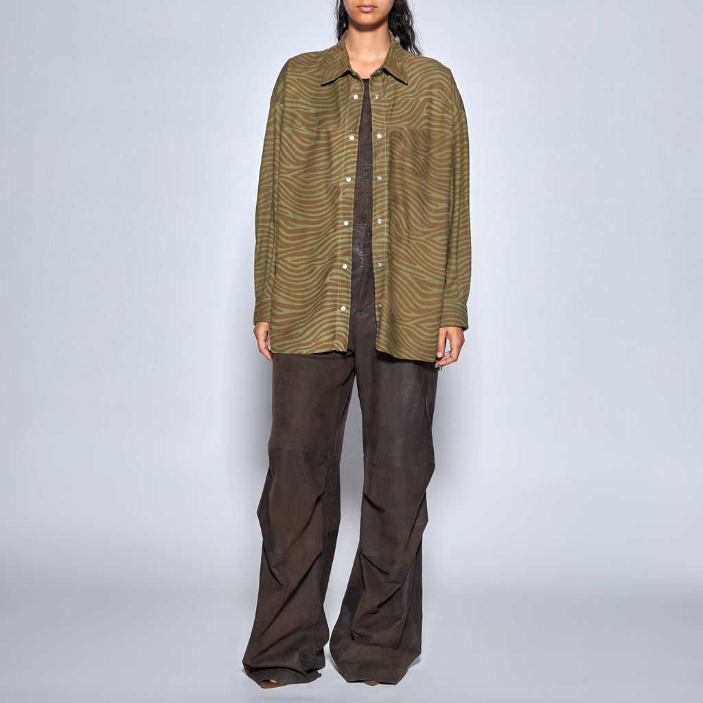 CAMICIA IN CAMOSCIO ZEBRATO - ARMY