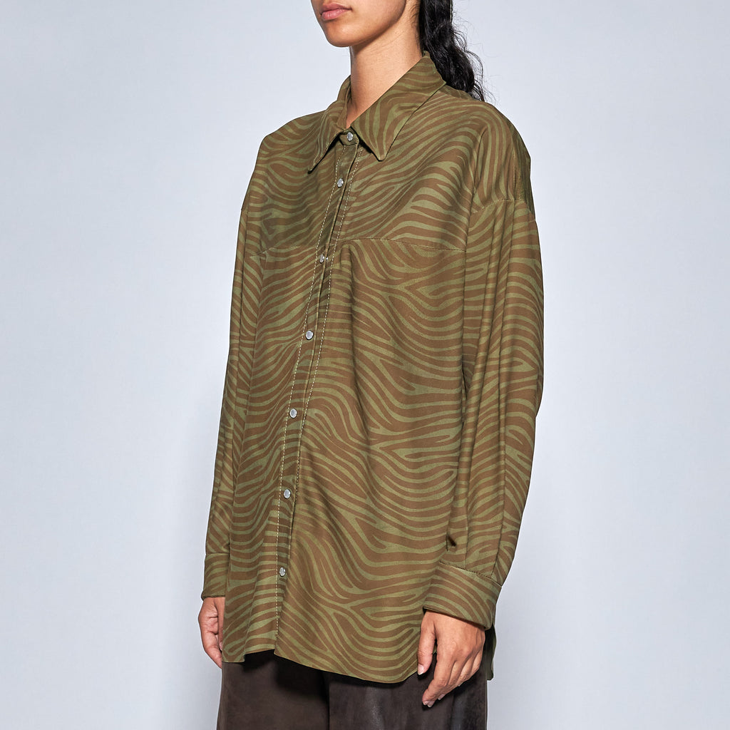 CAMICIA IN CAMOSCIO ZEBRATO - ARMY